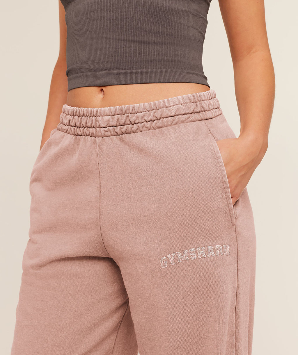 Chainstitch Graphic Wide Leg Joggers - Chestnut Pink/Wash — imagem 5