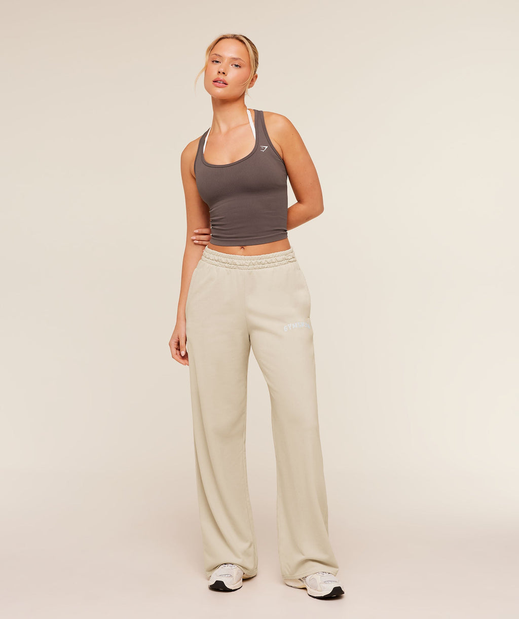 Chainstitch Graphic Wide Leg Joggers - Pebble Grey/Wash — imagem 4