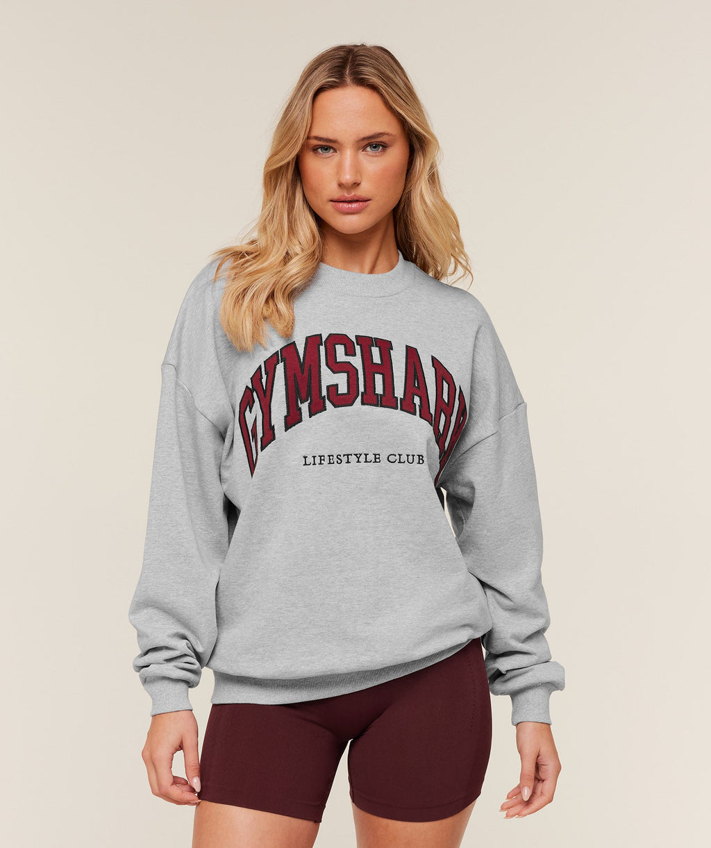 Collegiate Graphic Crew Neck Pullover - Light Grey Core Marl/GS Sets Red — imagem 1
