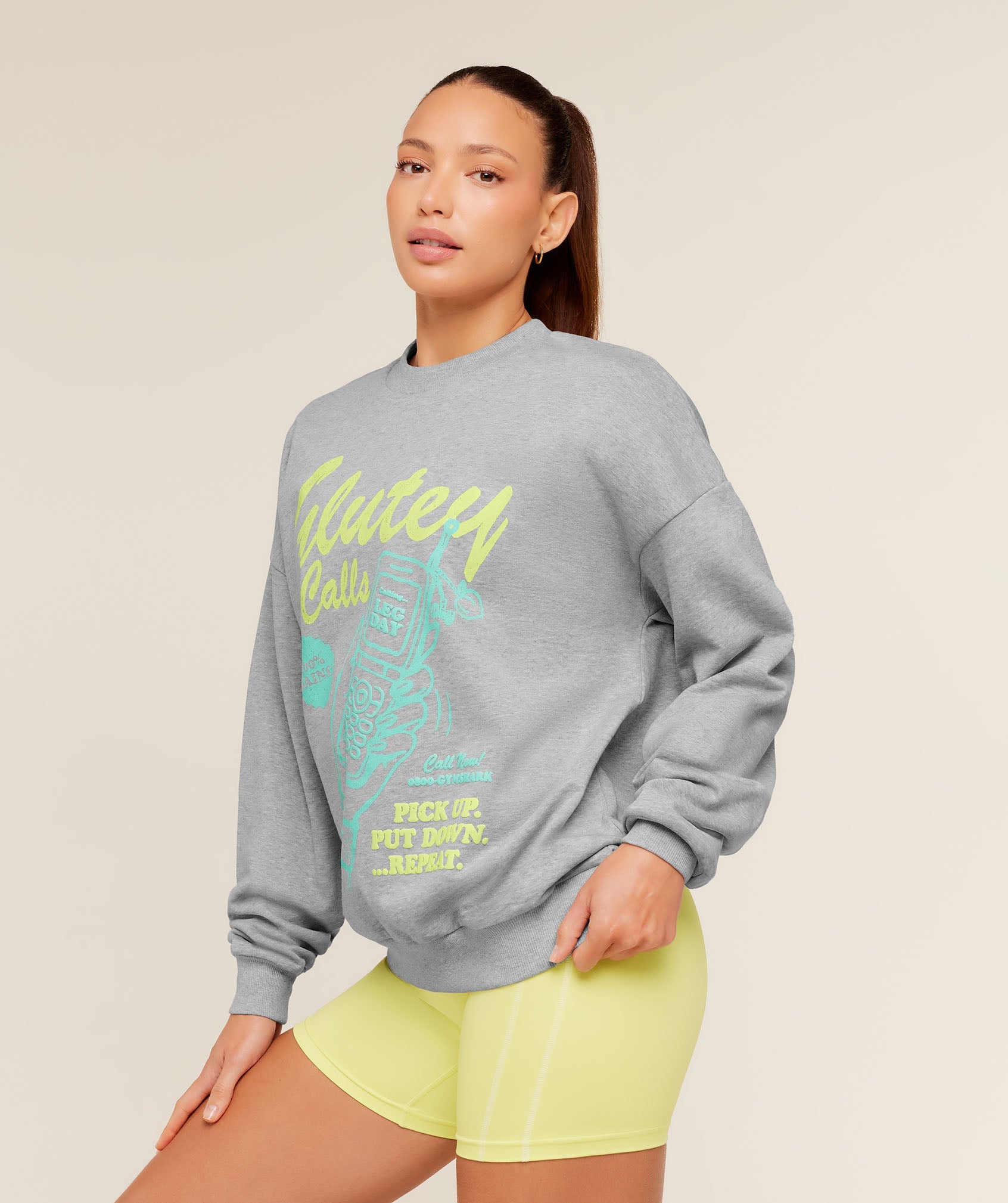 Glutey Calls Graphic Sweatshirt - Light Grey Core Marl — imagem 3
