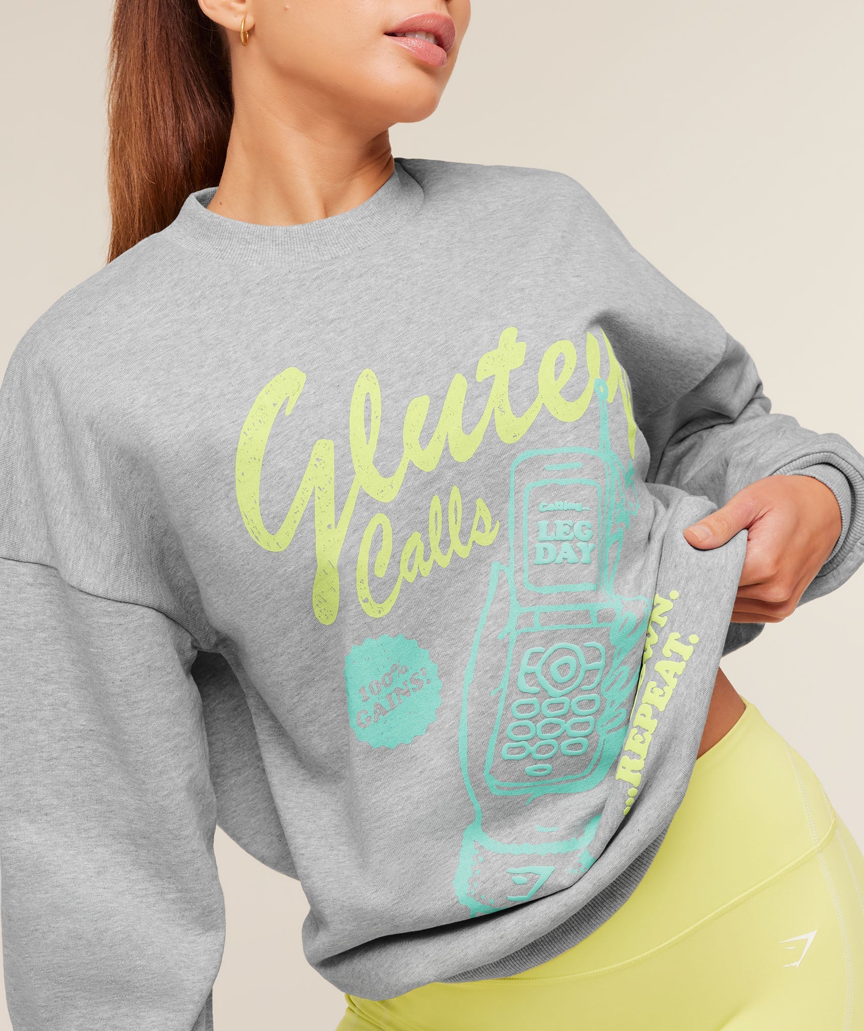 Glutey Calls Graphic Sweatshirt - Light Grey Core Marl — imagem 5