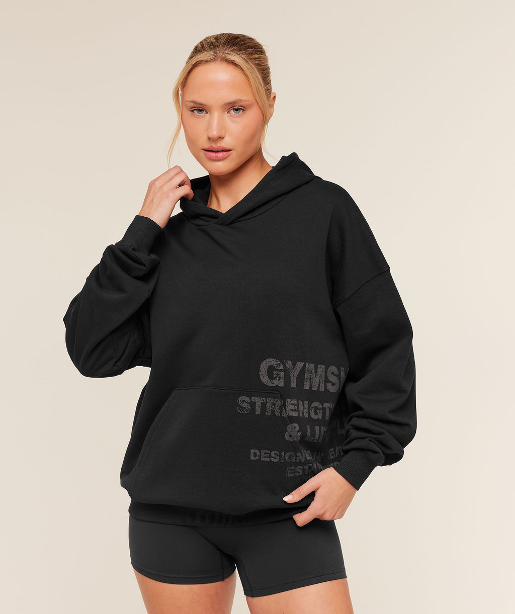 Stacked Graphic Hoodie - Black — imagem 1