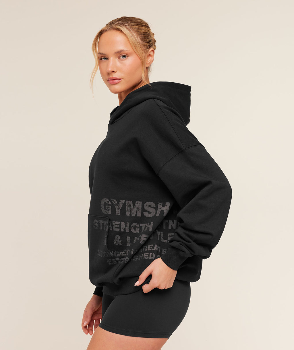 Stacked Graphic Hoodie - Black — imagem 3