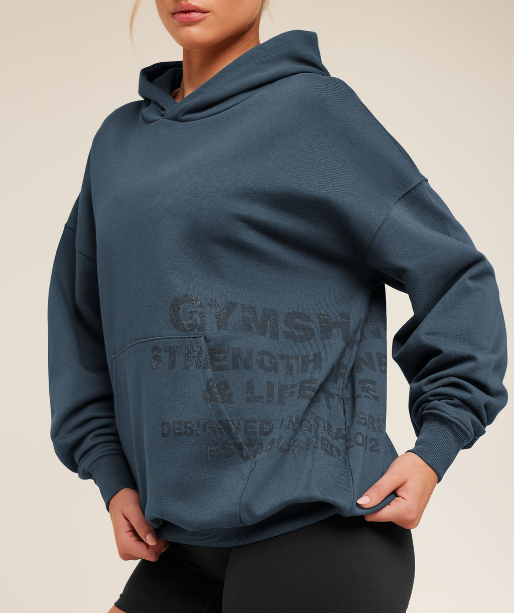 Stacked Graphic Hoodie - Stealth Blue — imagem 5