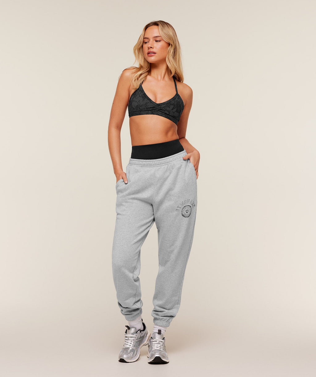 Worn Crest Graphic Joggers - Light Grey Core Marl — imagem 4