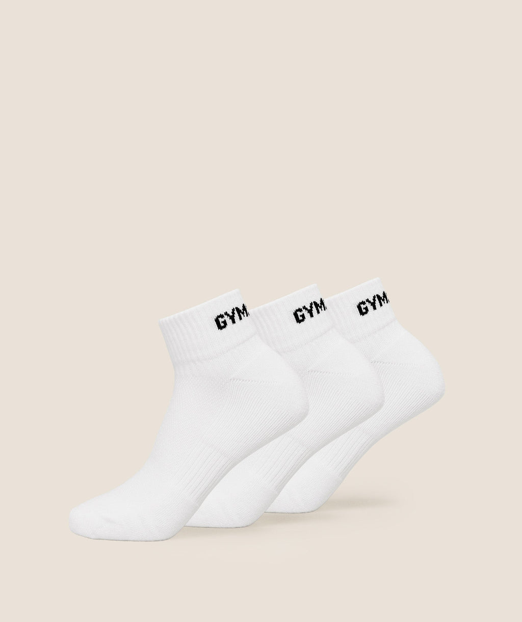 GS Jacquard Quarter Socks 3pk - White — imagem 1