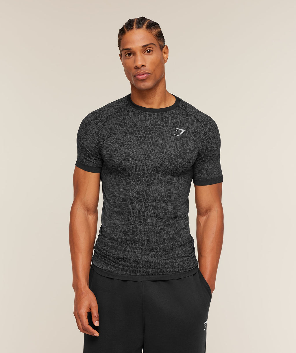 Geo Seamless Grid T-Shirt - Black/Smokey Grey — imagem 1
