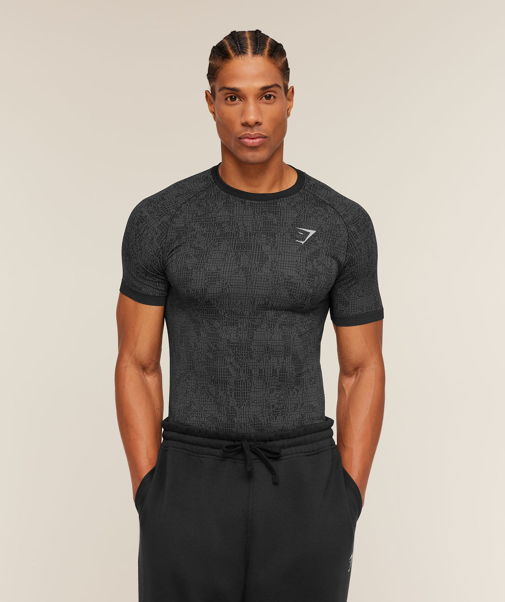 Geo Seamless Grid T-Shirt - Black/Smokey Grey — imagem 3