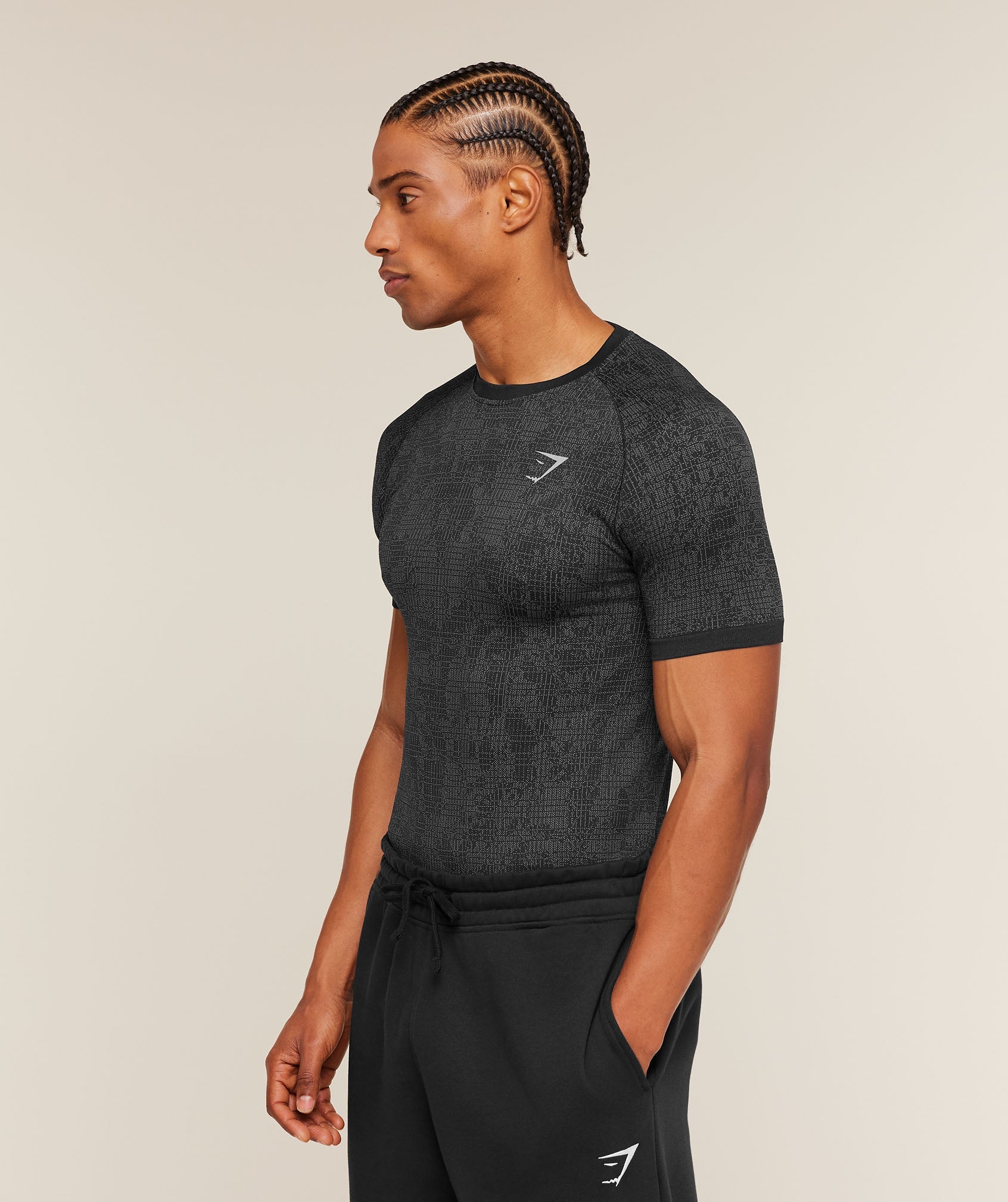 Geo Seamless Grid T-Shirt - Black/Smokey Grey — imagem 4