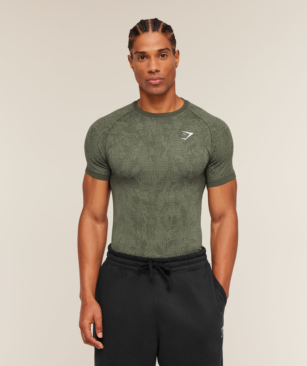 Geo Seamless Grid T-Shirt - Strength Green/Haze Green — imagem 3