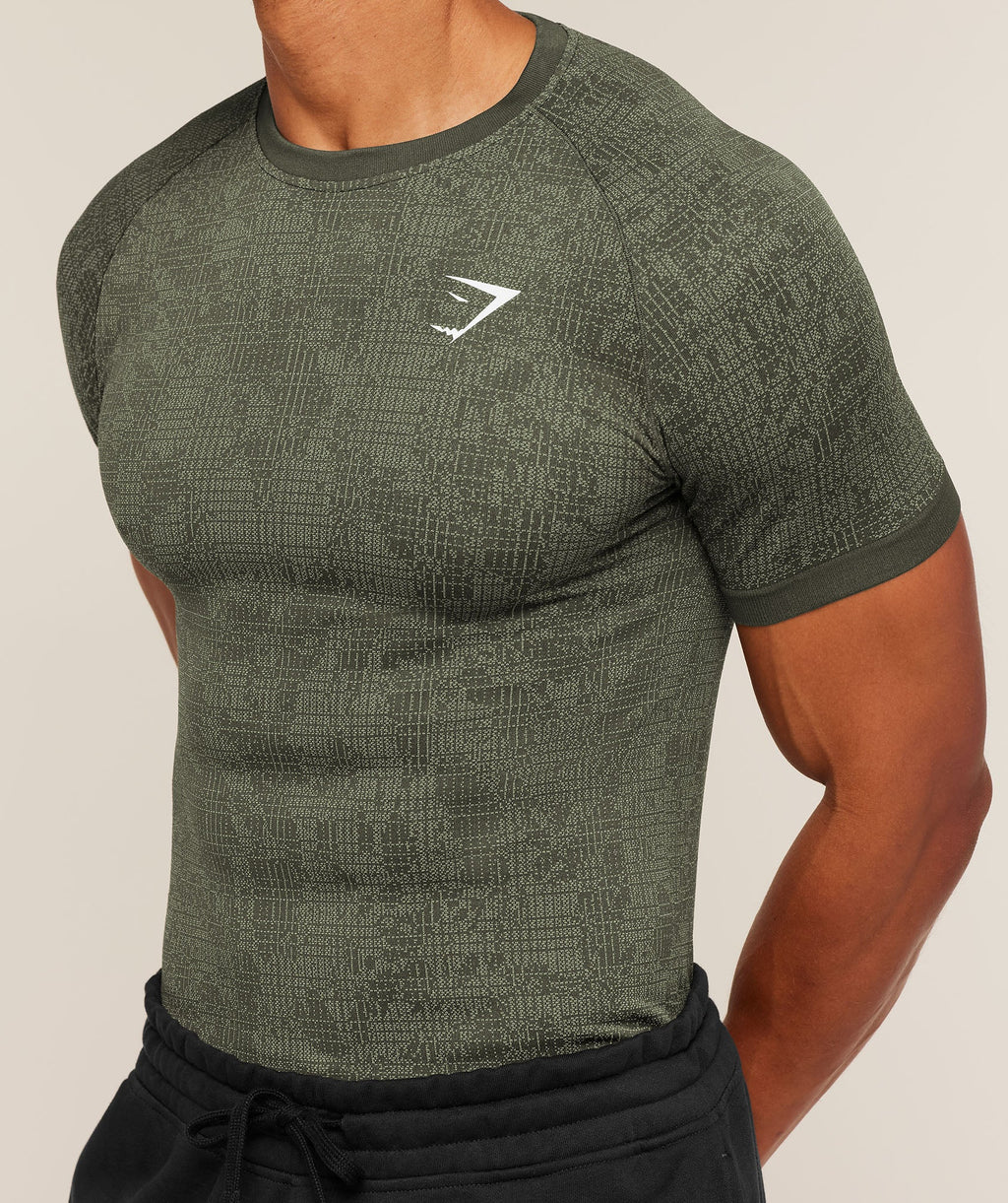 Geo Seamless Grid T-Shirt - Strength Green/Haze Green — imagem 6