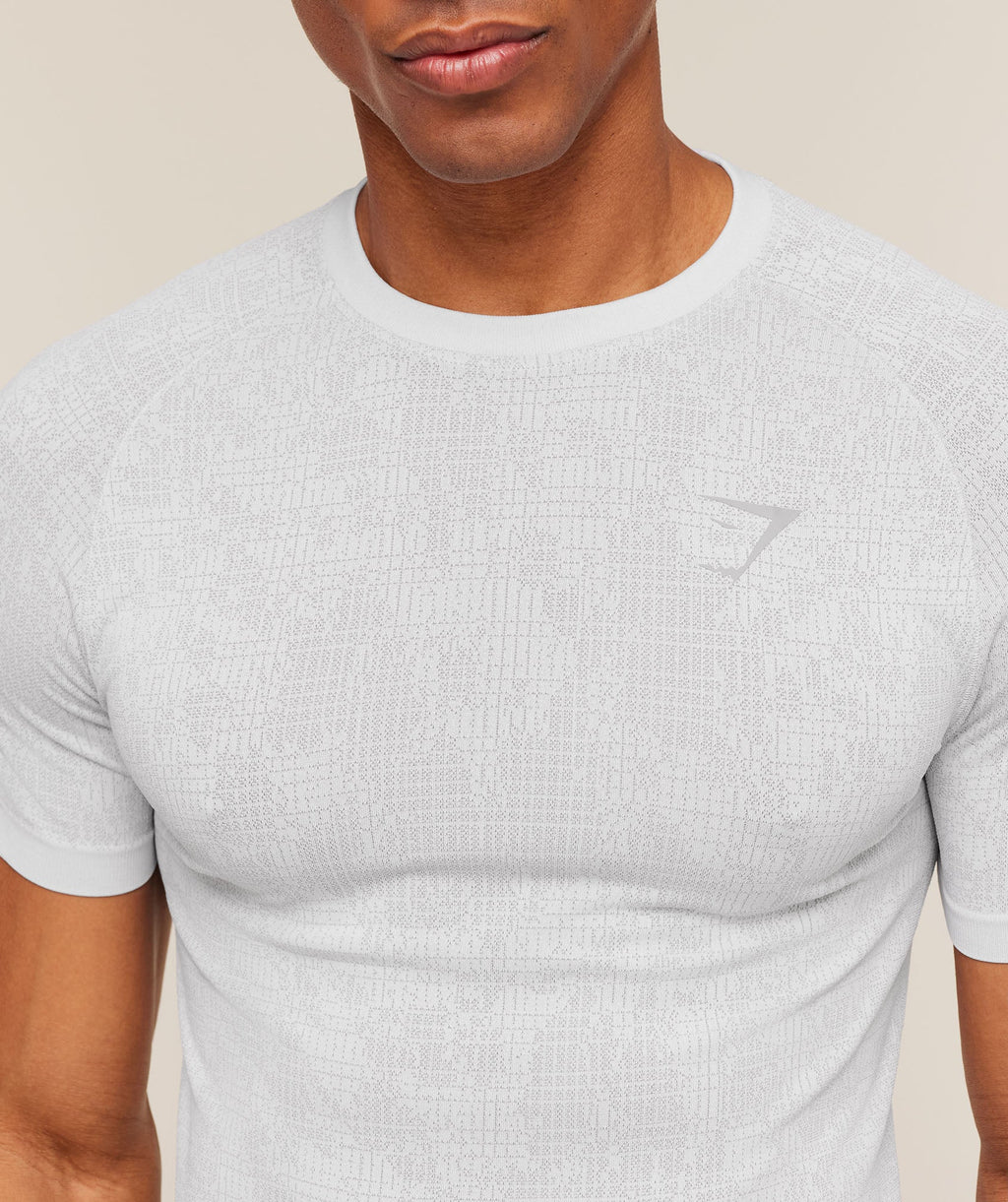 Geo Seamless Grid T-Shirt - White/Silver Grey — imagem 6