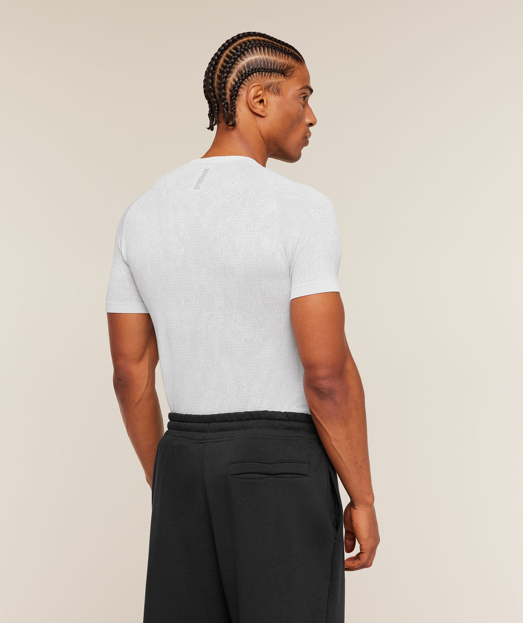 Geo Seamless Grid T-Shirt - White/Silver Grey — imagem 2