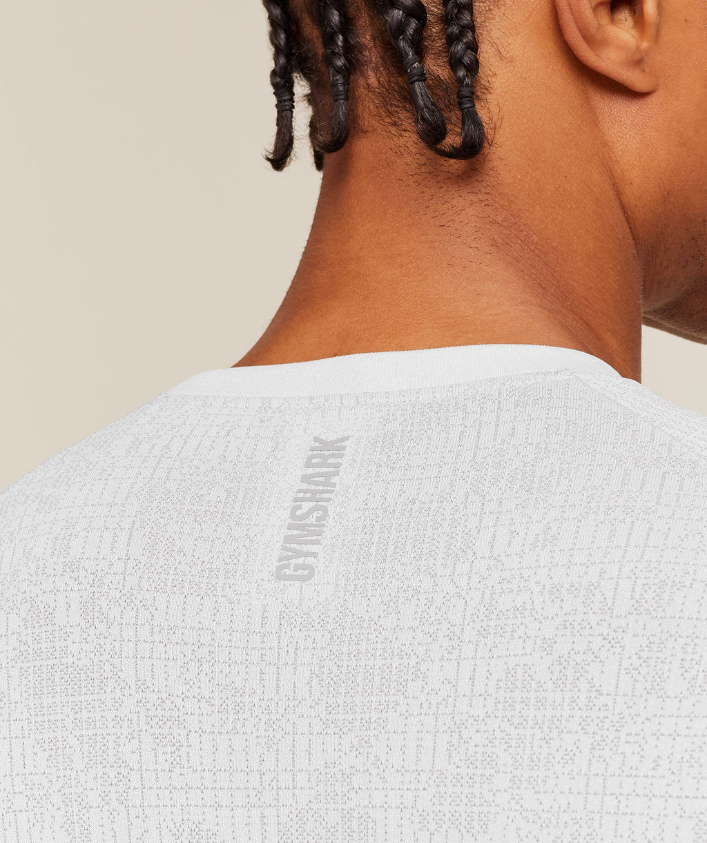 Geo Seamless Grid T-Shirt - White/Silver Grey — imagem 7