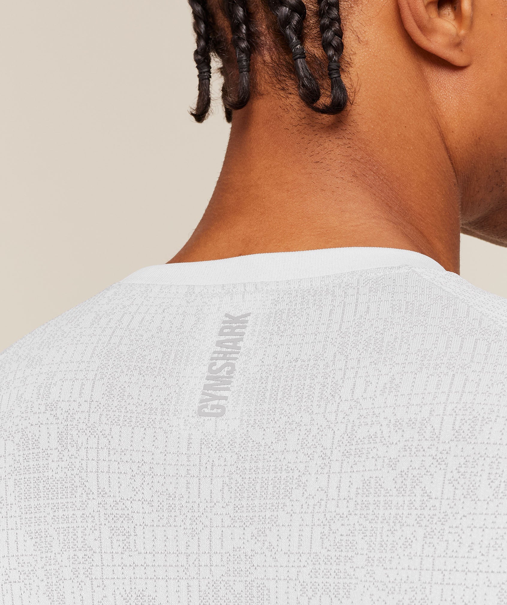 Geo Seamless Grid T-Shirt - White/Silver Grey — imagem 7