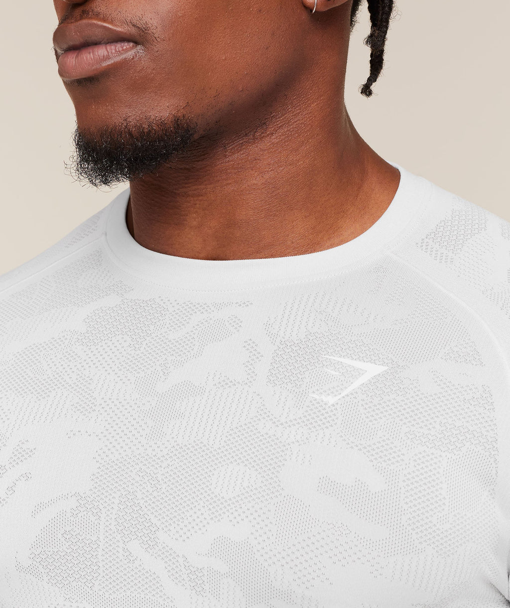 Geo Seamless Long Sleeve T-Shirt - White/Light Grey — imagem 5