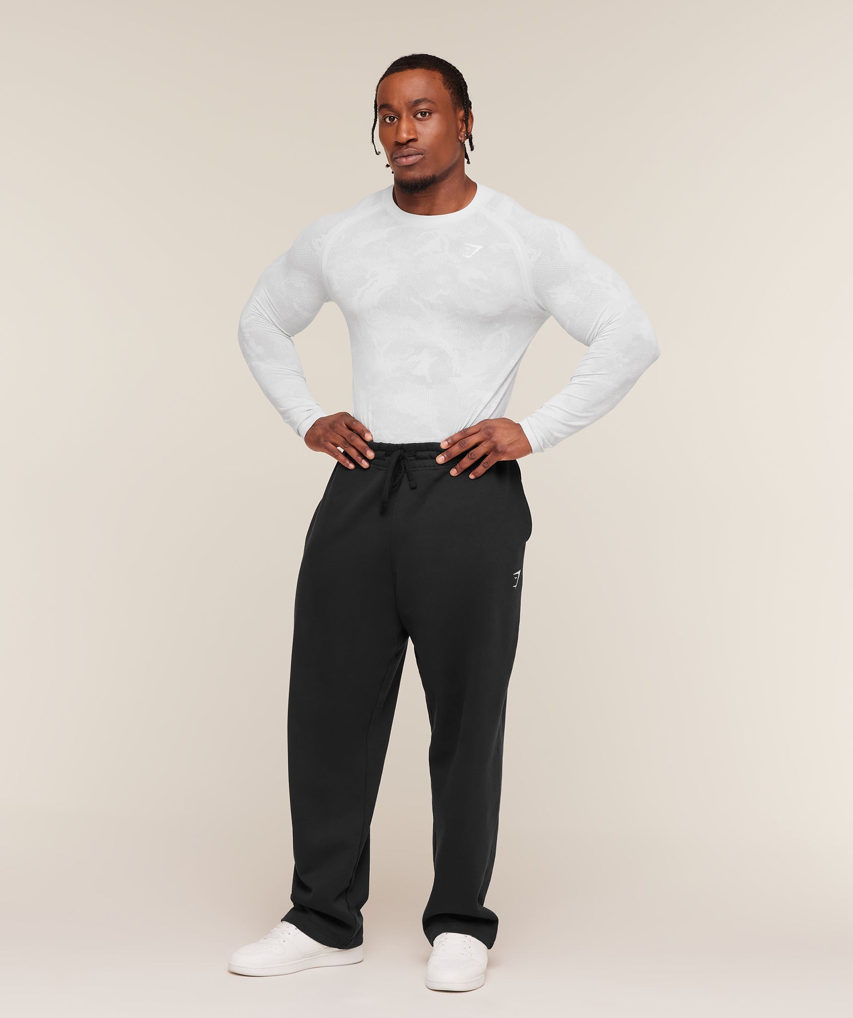Geo Seamless Long Sleeve T-Shirt - White/Light Grey — imagem 4
