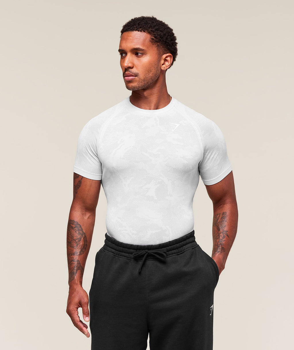 Geo Seamless T-Shirt - White/Light Grey — imagem 1