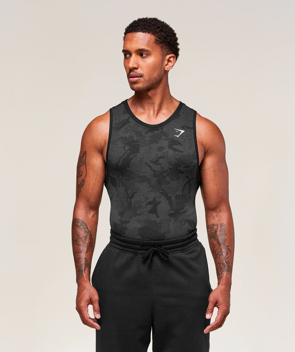 Geo Seamless Tank - Black/Charcoal Grey — imagem 1