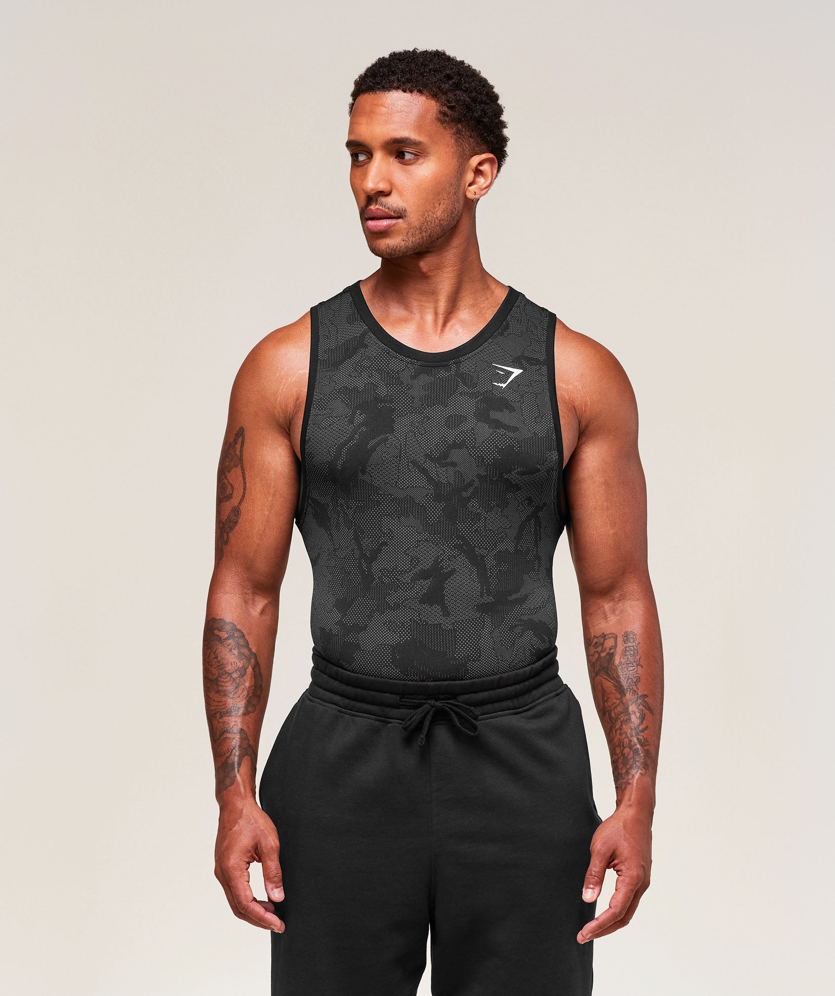 Geo Seamless Tank - Black/Charcoal Grey — imagem 1