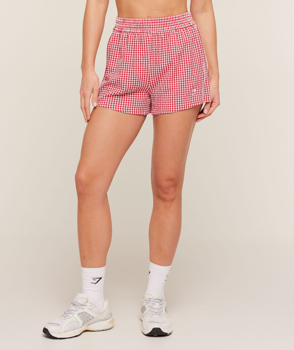 Gingham Shorts - Carmine Red/Soft White — imagem 1