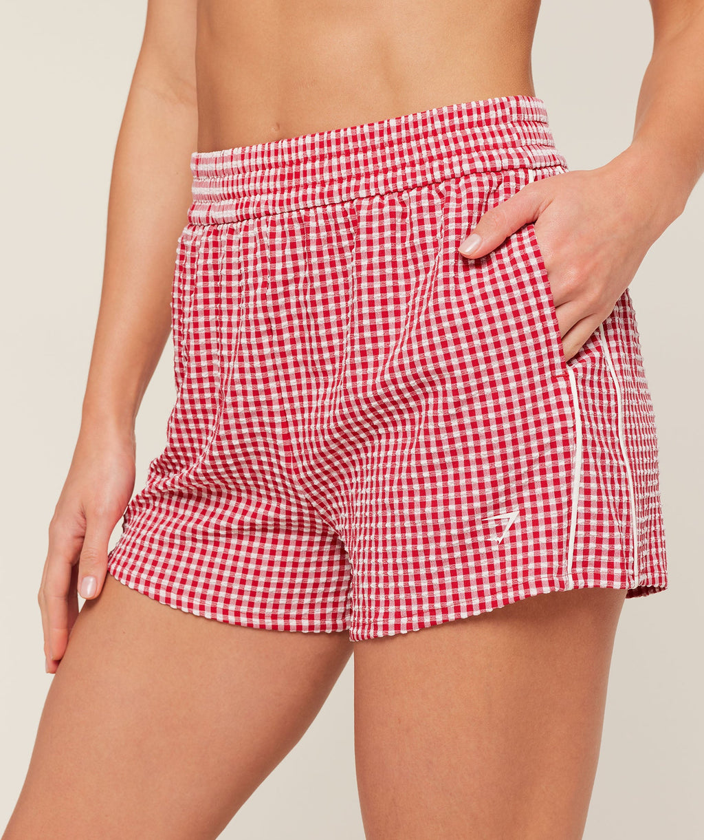 Gingham Shorts - Carmine Red/Soft White — imagem 5
