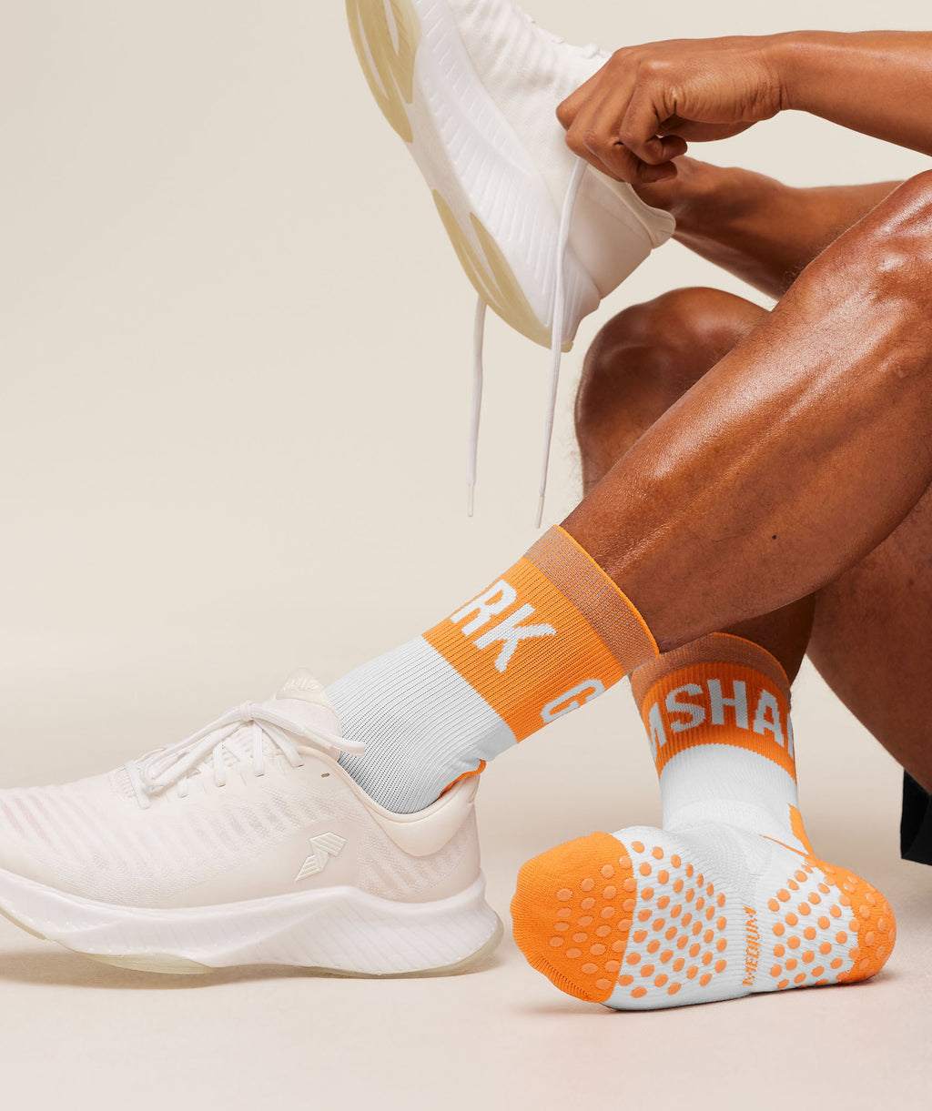 Hybrid Training Grip Socks Single - White/Dayglow Peach — imagem 2