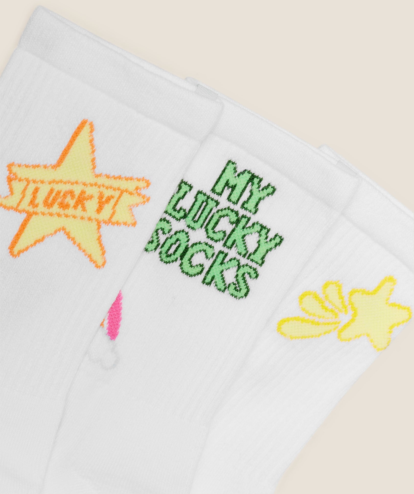 Lucky Graphic Crew Socks 3pk - White — imagem 3