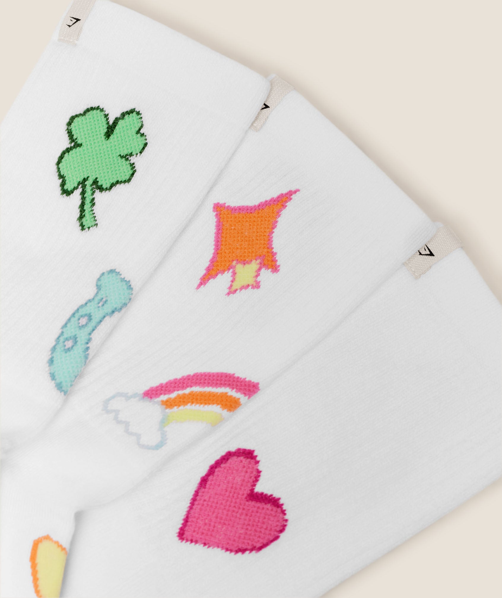 Lucky Graphic Crew Socks 3pk - White — imagem 2