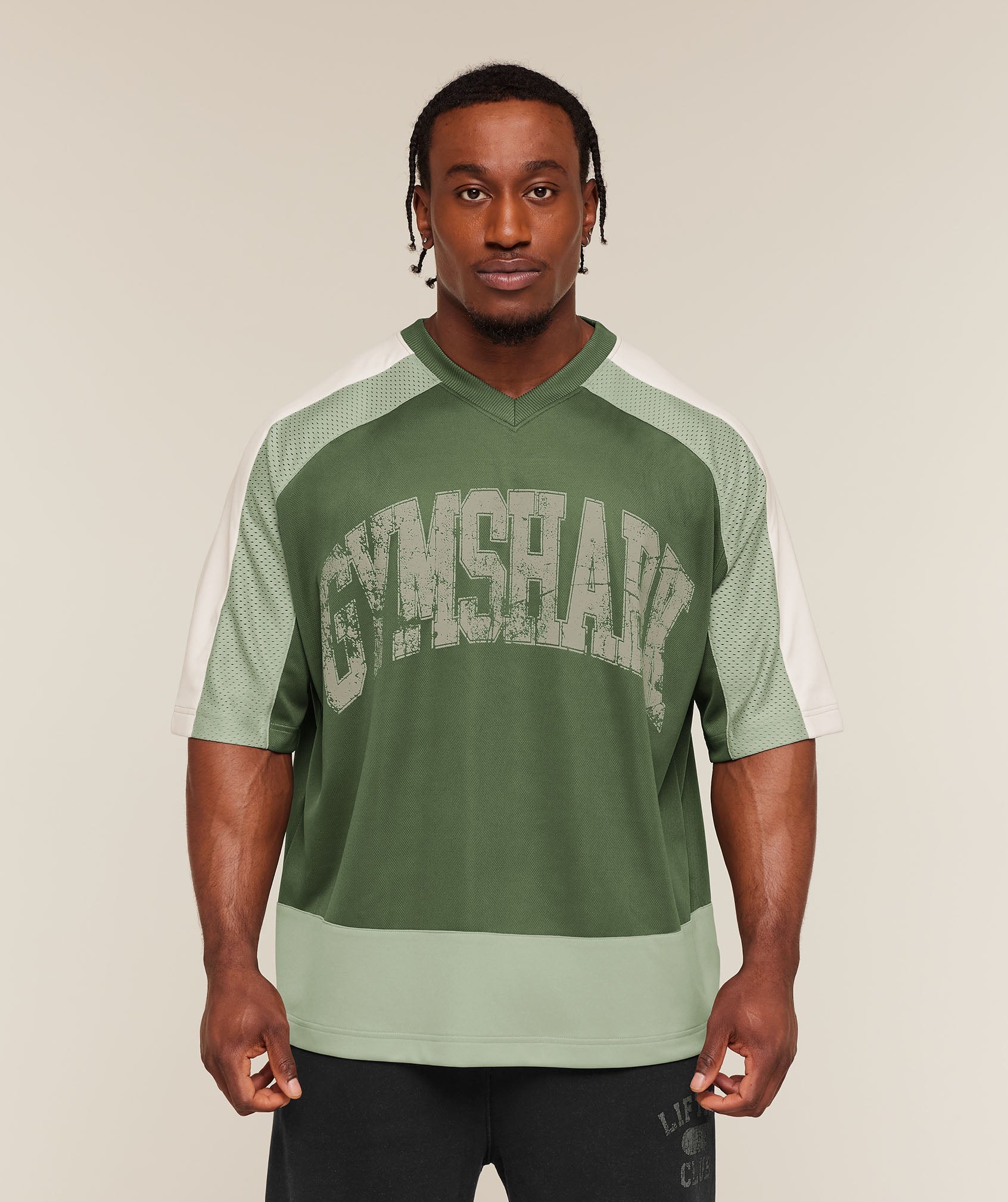 Collective Mesh Wordmark Jersey - Core Olive/Haze Green/Soft White — imagem 1