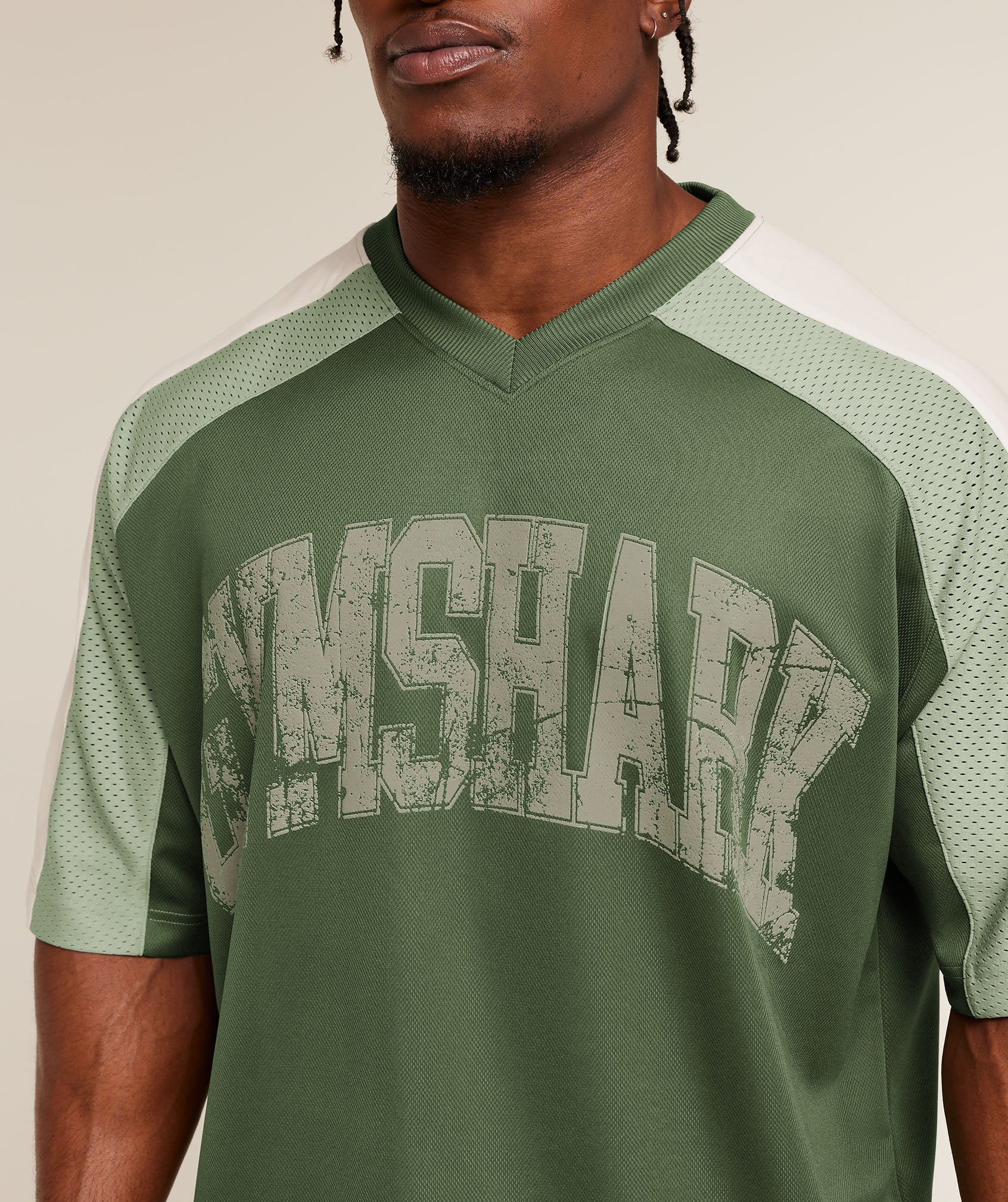 Collective Mesh Wordmark Jersey - Core Olive/Haze Green/Soft White — imagem 5