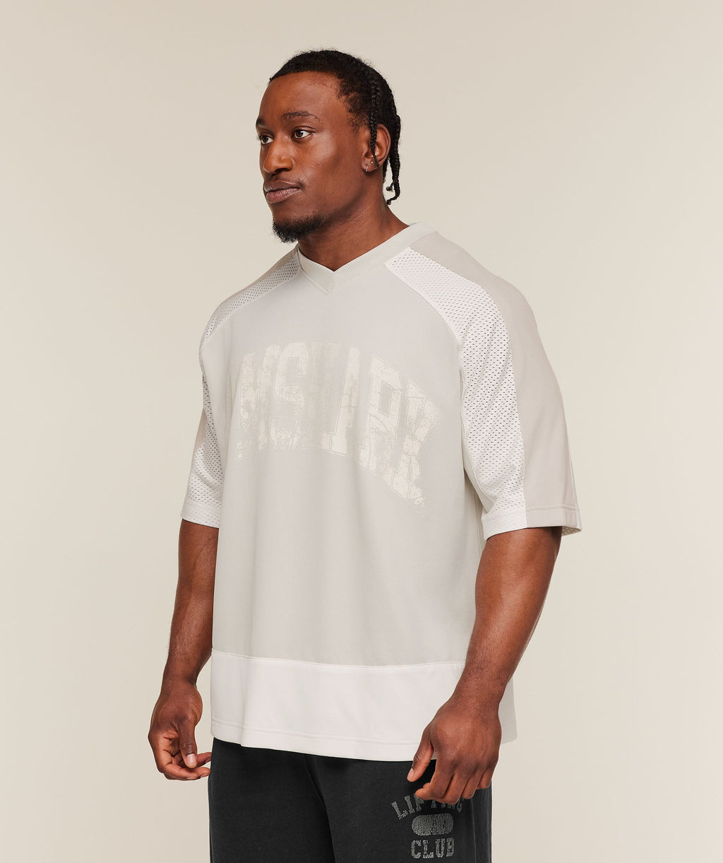 Collective Mesh Wordmark Jersey - Tinted White/Soft White/Pebble Grey — imagem 4