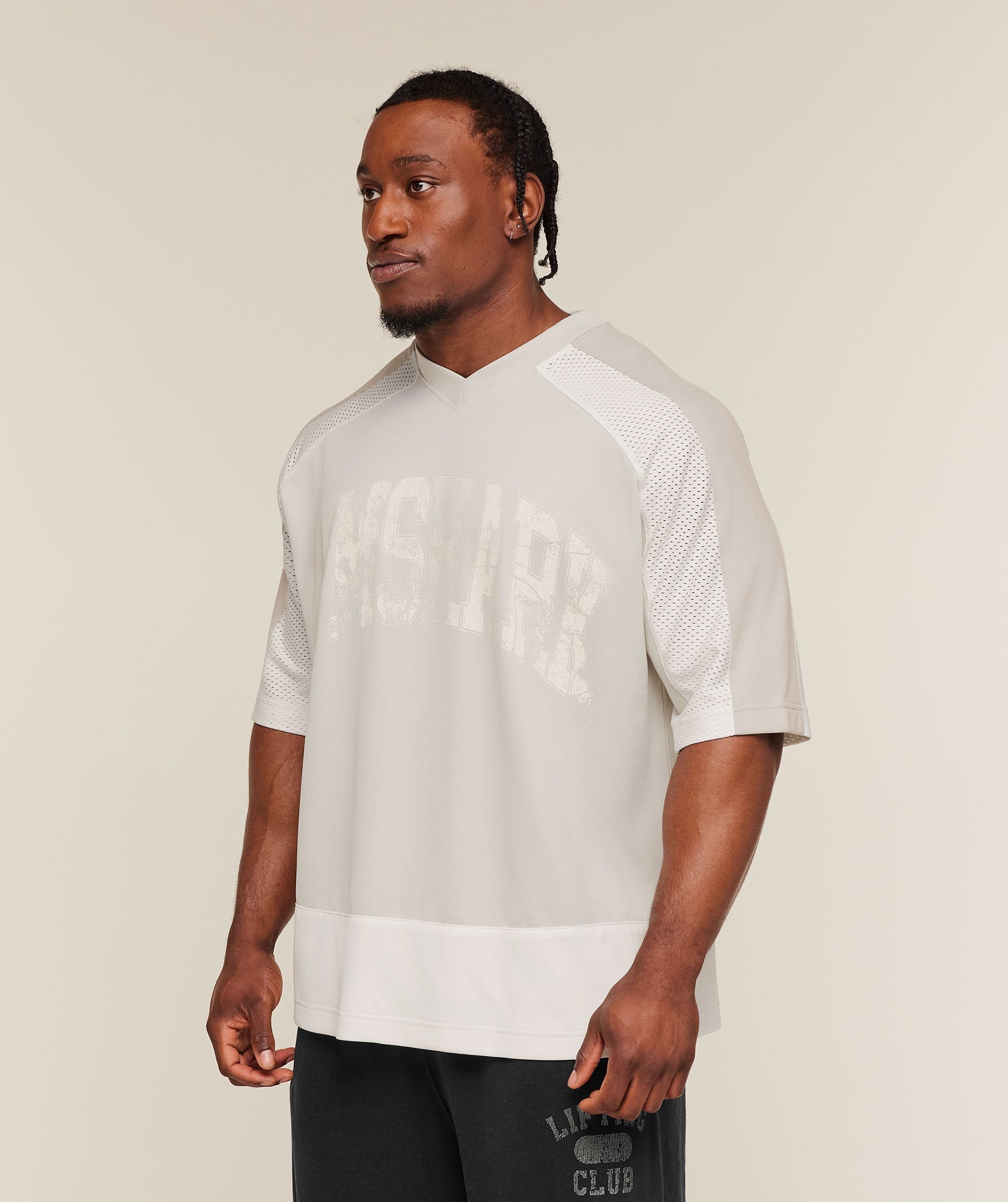 Collective Mesh Wordmark Jersey - Tinted White/Soft White/Pebble Grey — imagem 4
