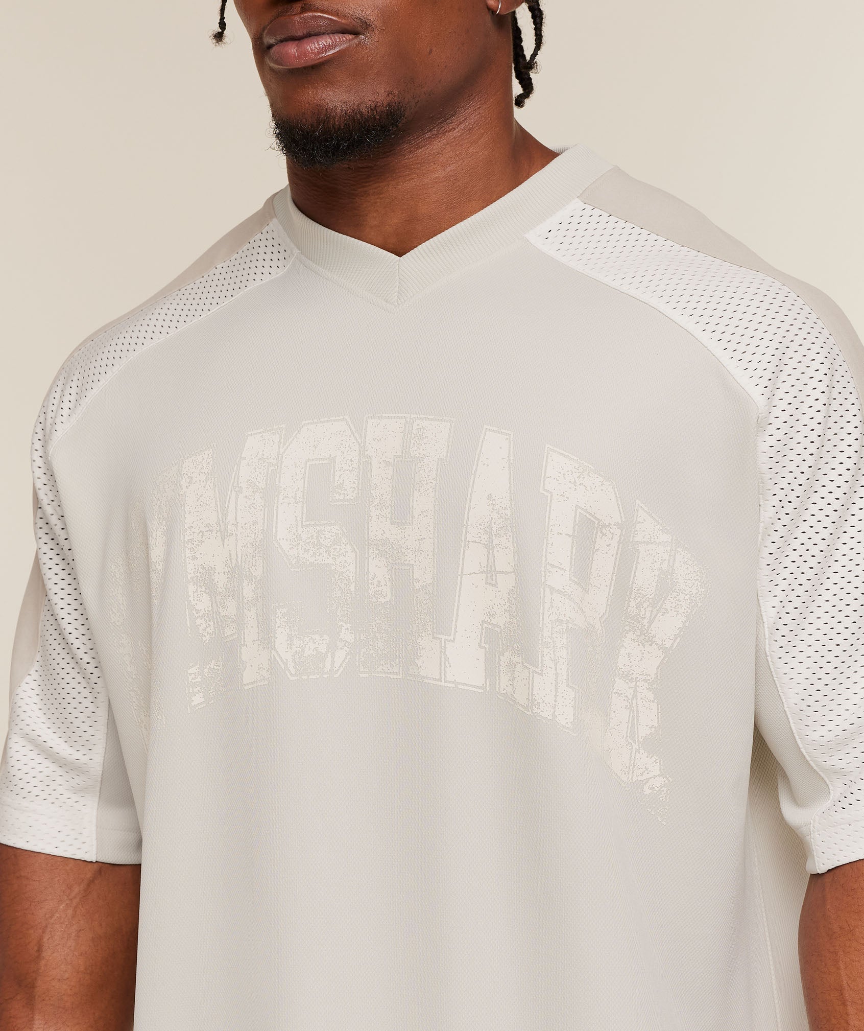 Collective Mesh Wordmark Jersey - Tinted White/Soft White/Pebble Grey — imagem 5