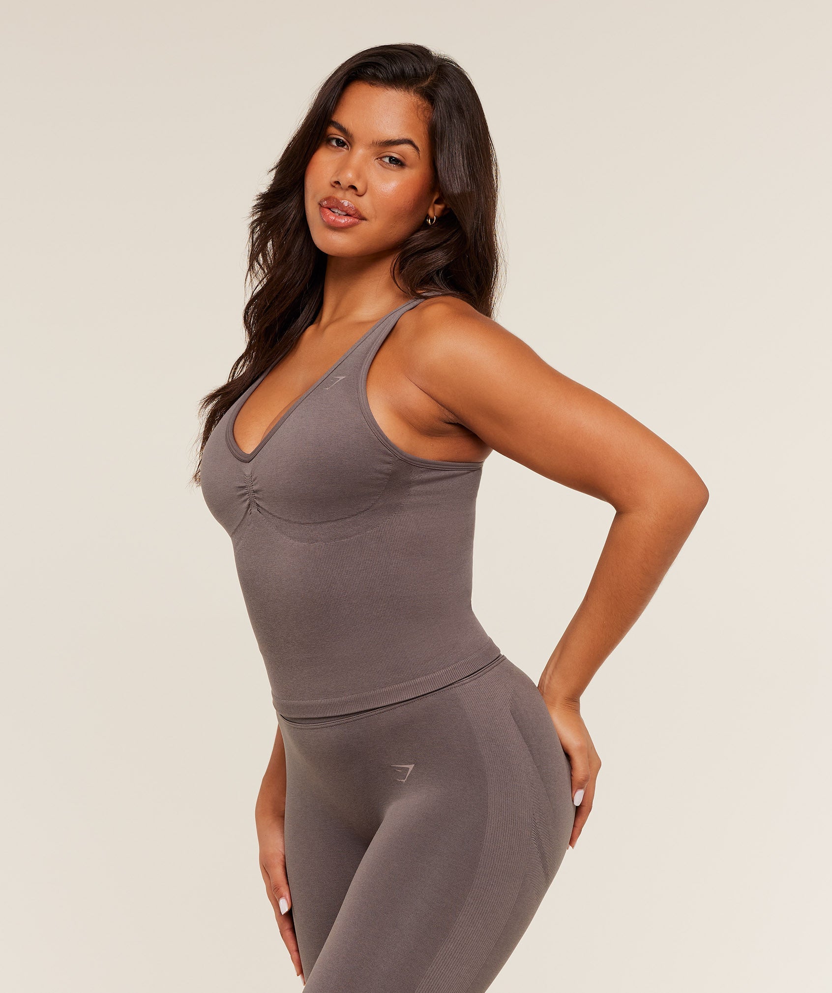 Lift Seamless Tank with Shelf - Cool Brown — imagem 3