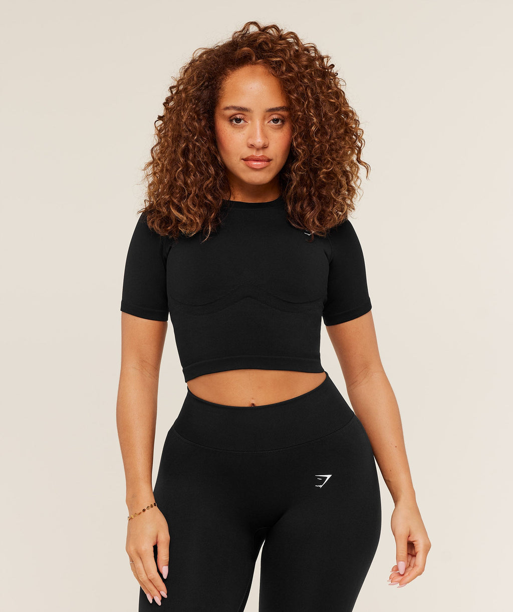 Lift Seamless Short Sleeve Top - Black Marl — imagem 1