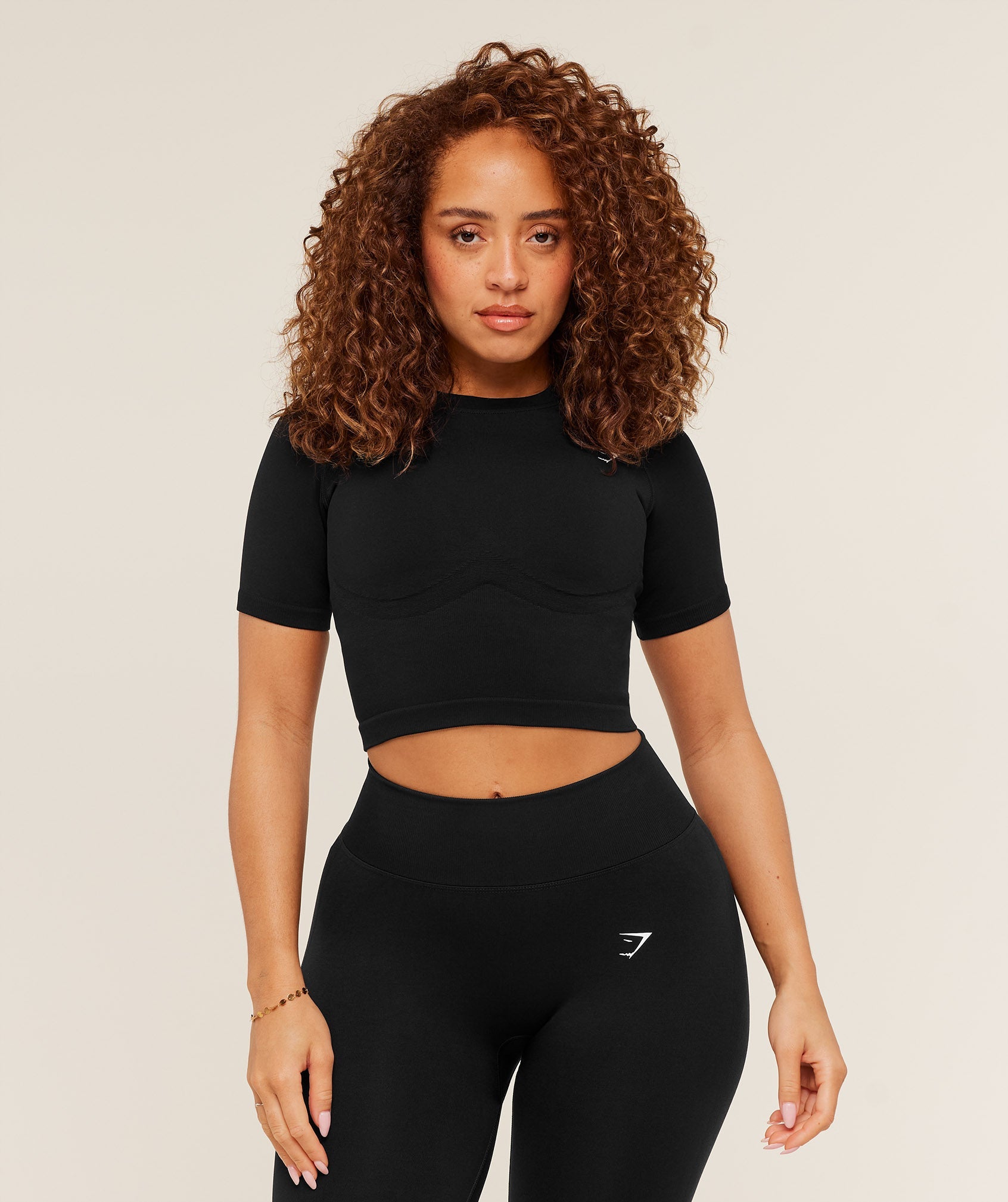 Lift Seamless Short Sleeve Top - Black Marl — imagem 1