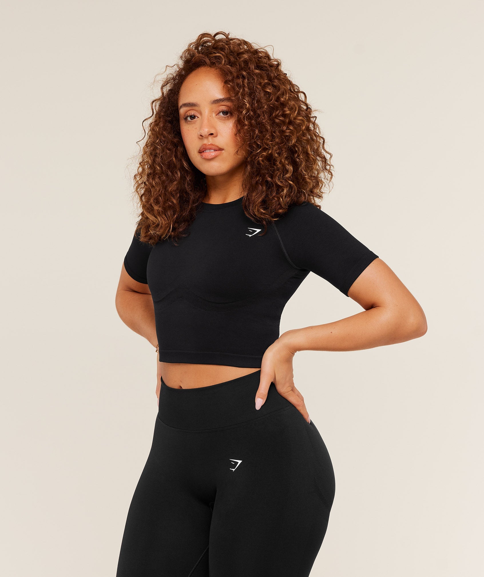 Lift Seamless Short Sleeve Top - Black Marl — imagem 4