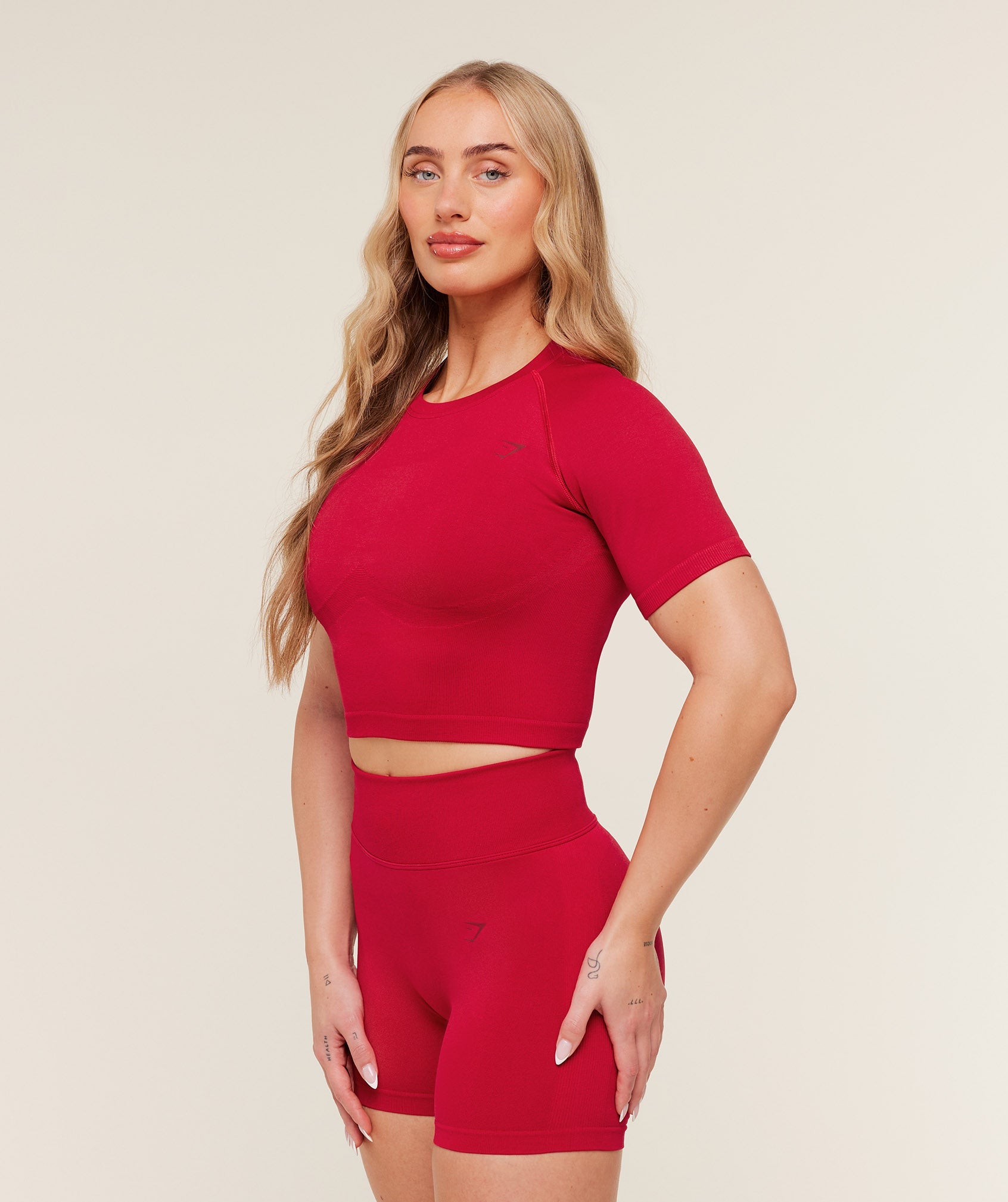 Lift Seamless Short Sleeve Top - Carmine Red — imagem 4
