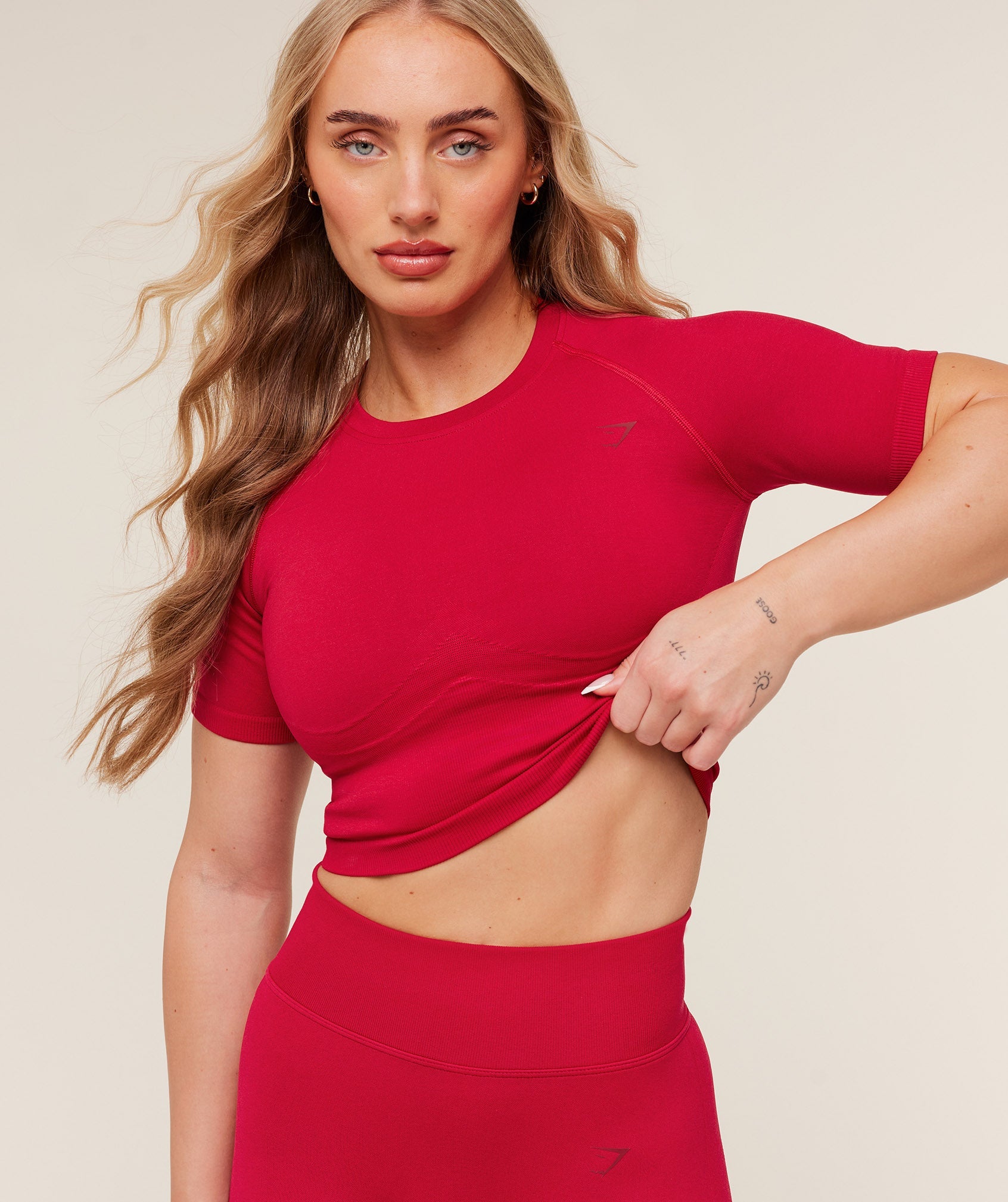 Lift Seamless Short Sleeve Top - Carmine Red — imagem 7