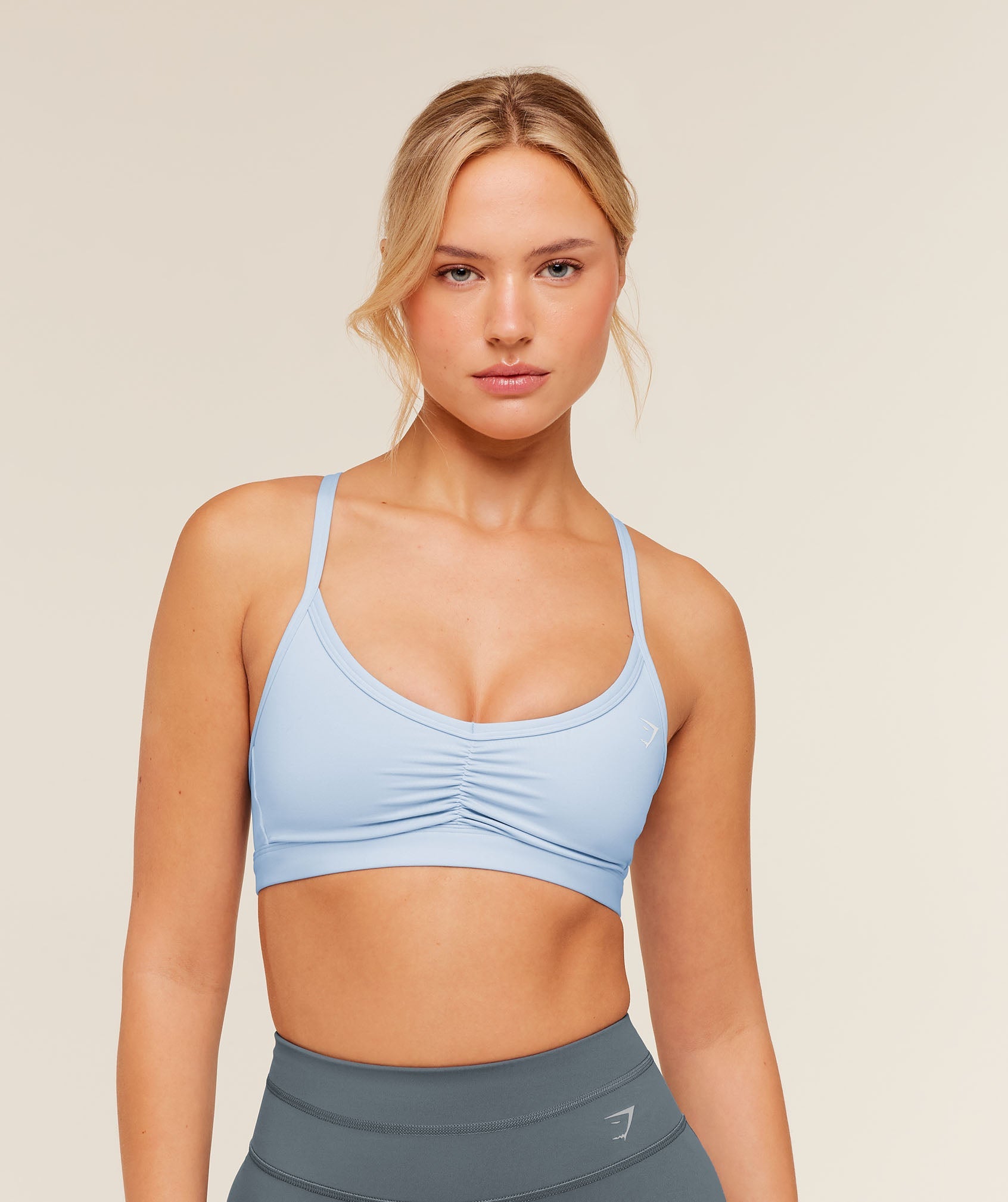 Ruched Strappy Sports Bra - Chilled Blue — imagem 1