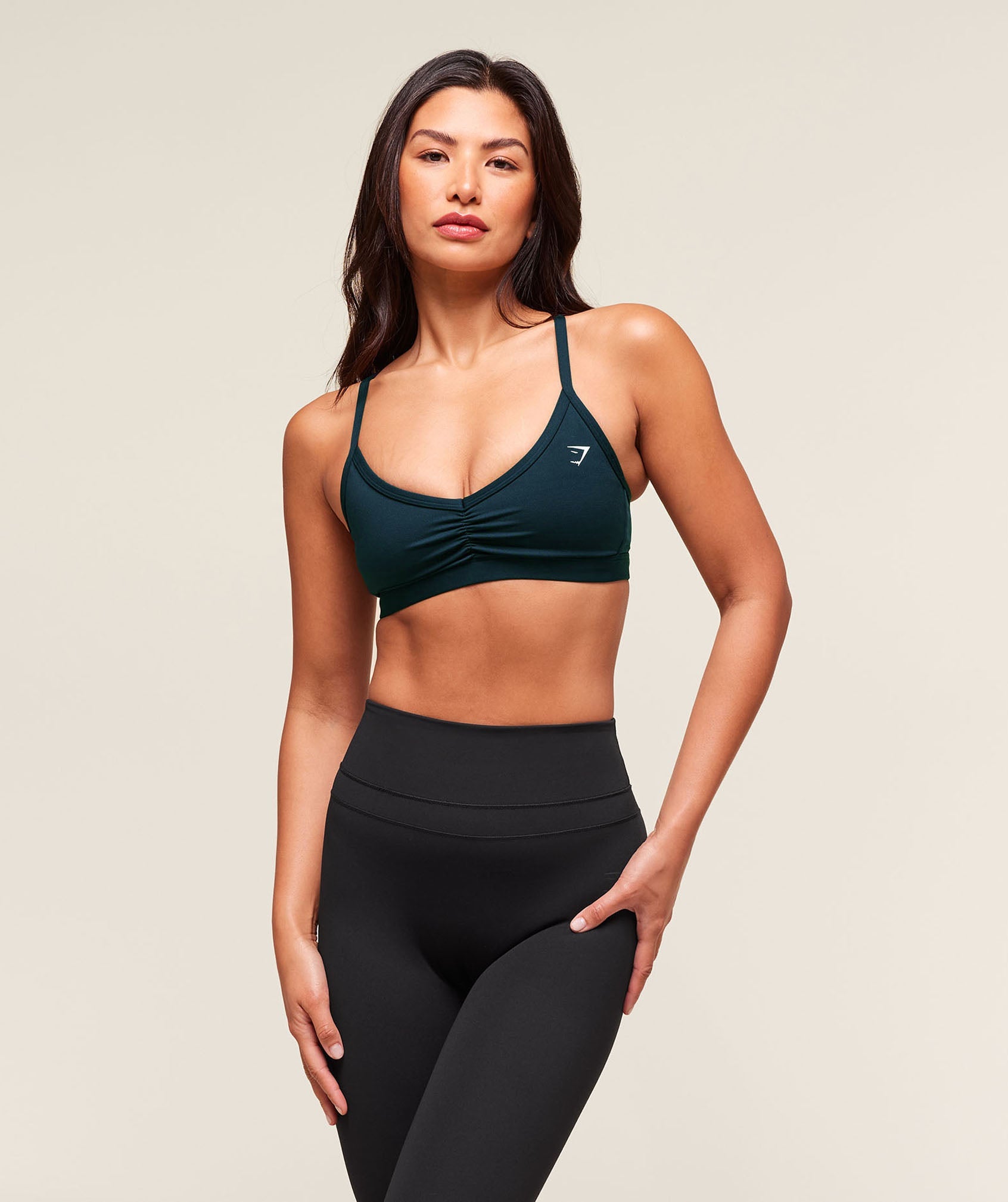 Ruched Strappy Sports Bra - Deep Petrol Blue — imagem 1