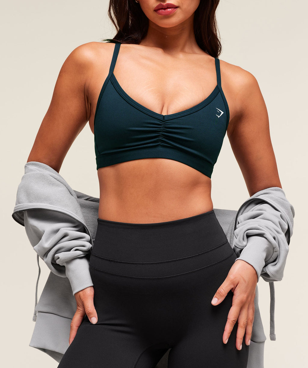 Ruched Strappy Sports Bra - Deep Petrol Blue — imagem 5