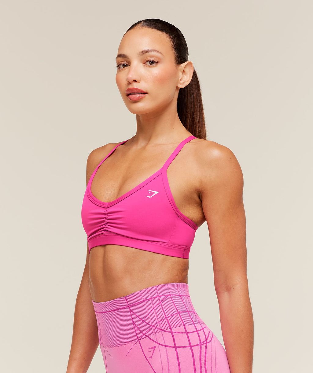 Ruched Strappy Sports Bra - Super-Set Pink — imagem 3