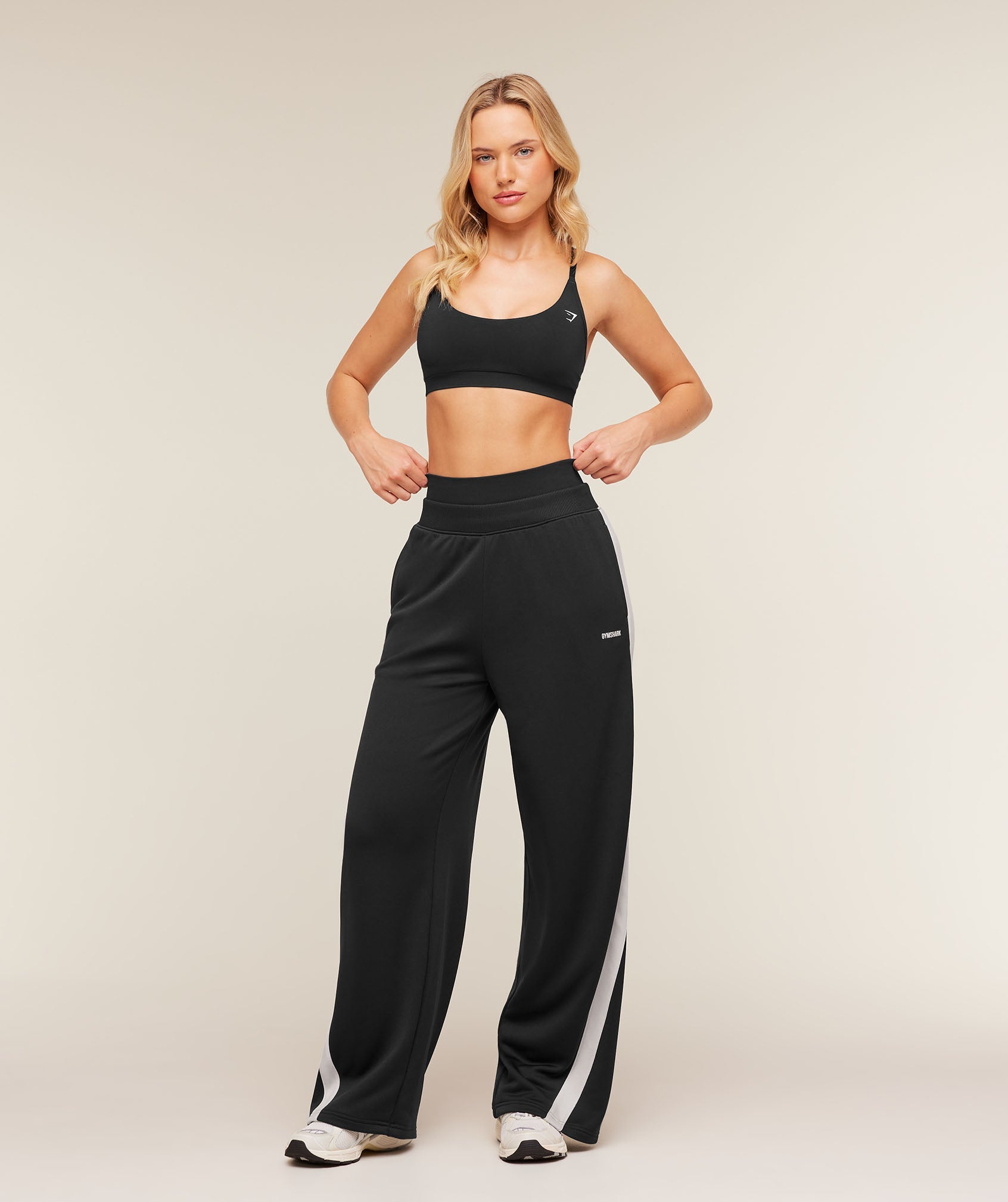 Lightweight Tricot Wide Leg Pants - Black/Tinted White — imagem 3