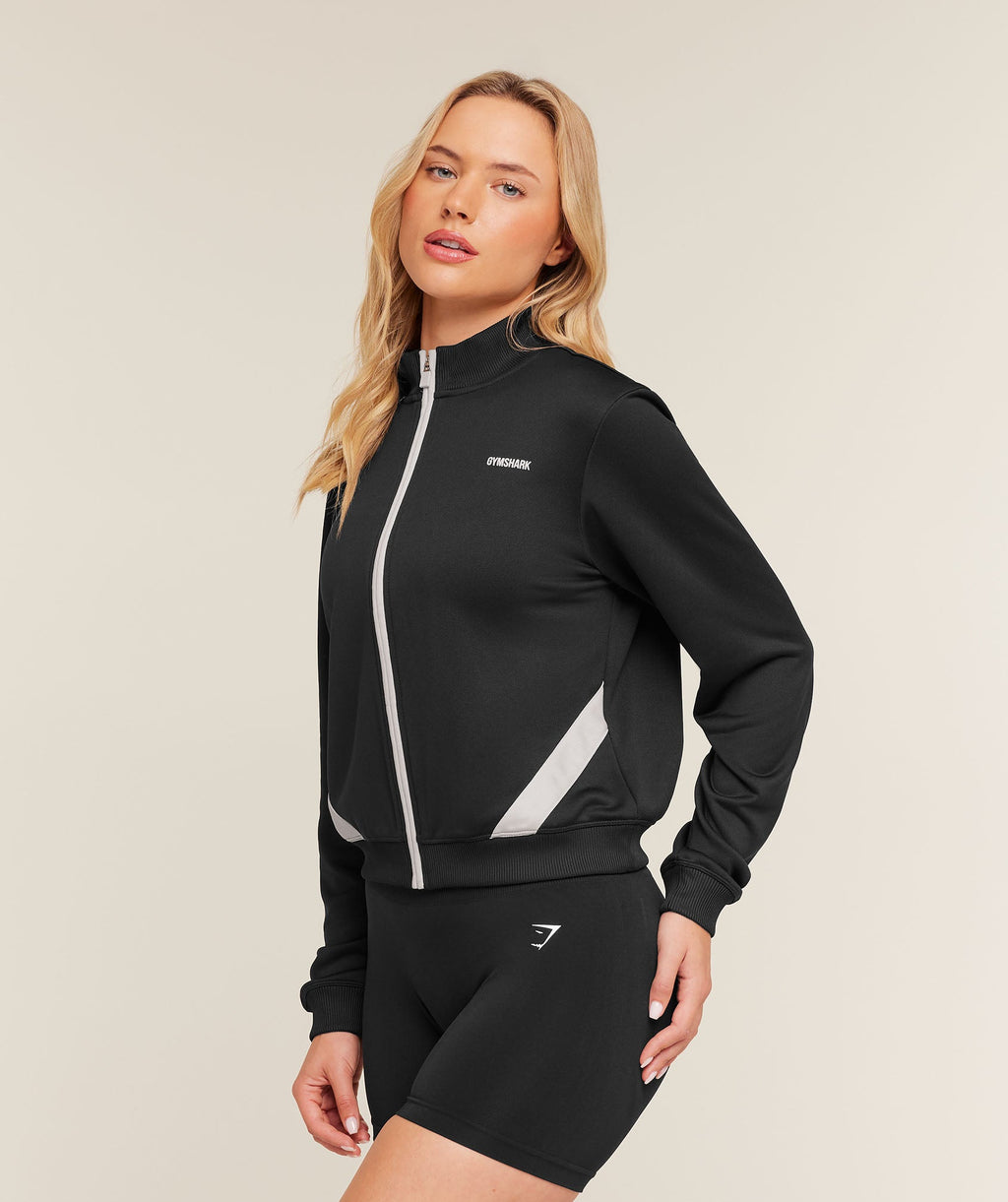 Lightweight Tricot Zip Through Jacket - Black/Tinted White — imagem 3