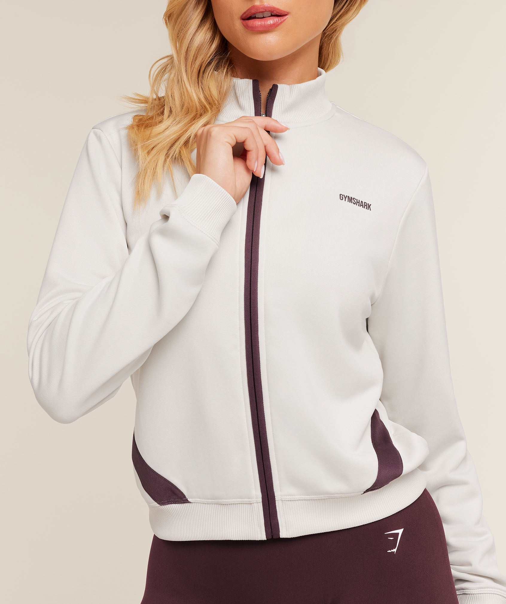 Lightweight Tricot Zip Through Jacket - Tinted White/Cherry Purple — imagem 5