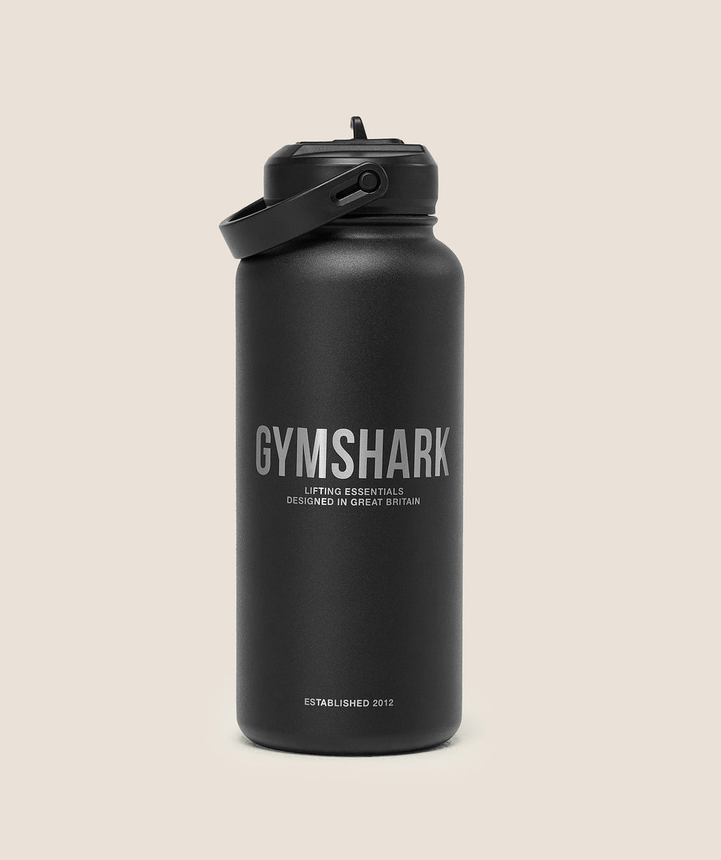 Metal Insulated Straw Bottle 1L - Black — imagem 1