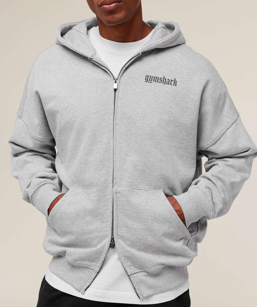 Olde English Zip Up Hoodie - Soft Grey Marl — imagem 6