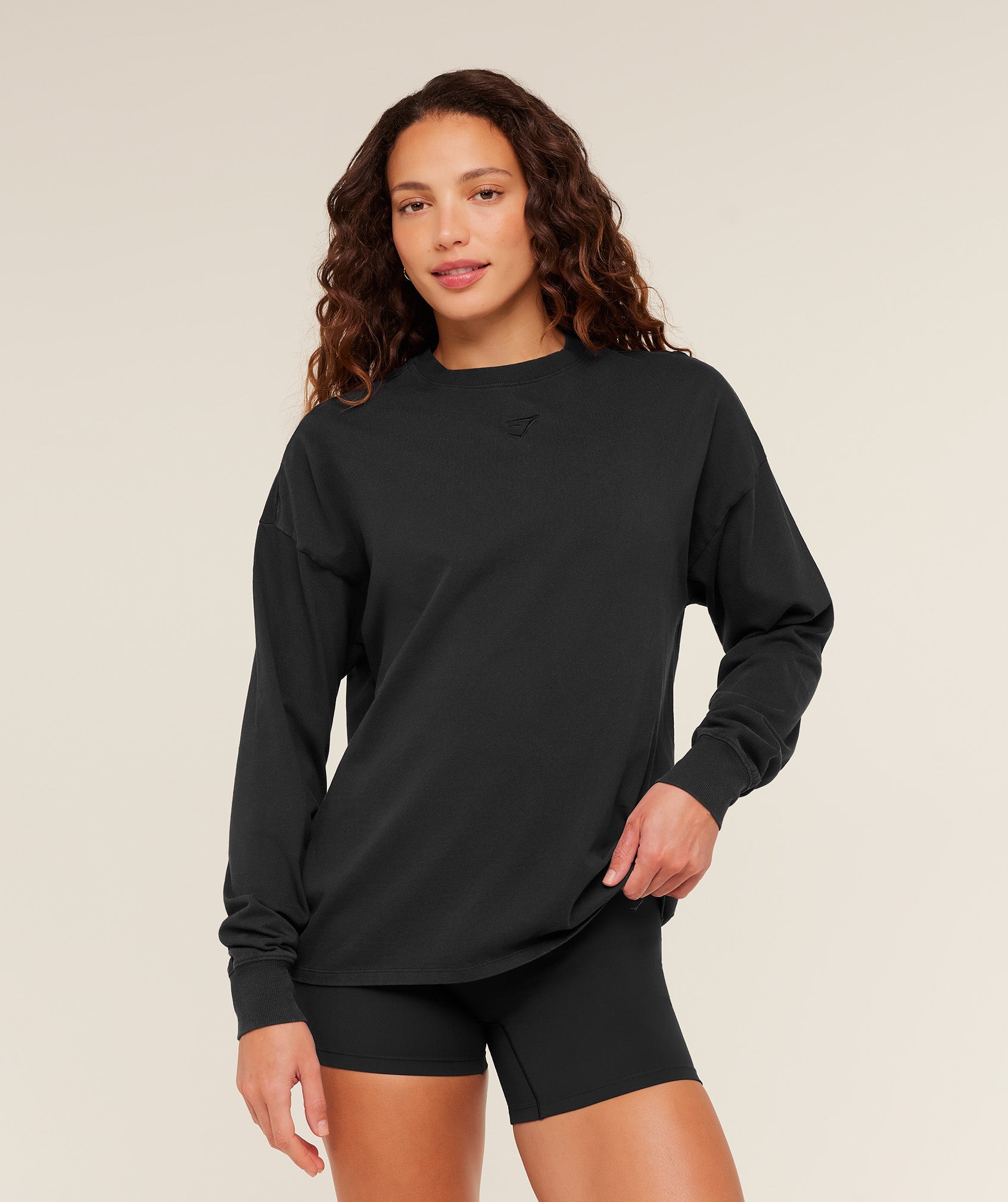 Power Washed Long Sleeve Top - Black/Acid Wash — imagem 2